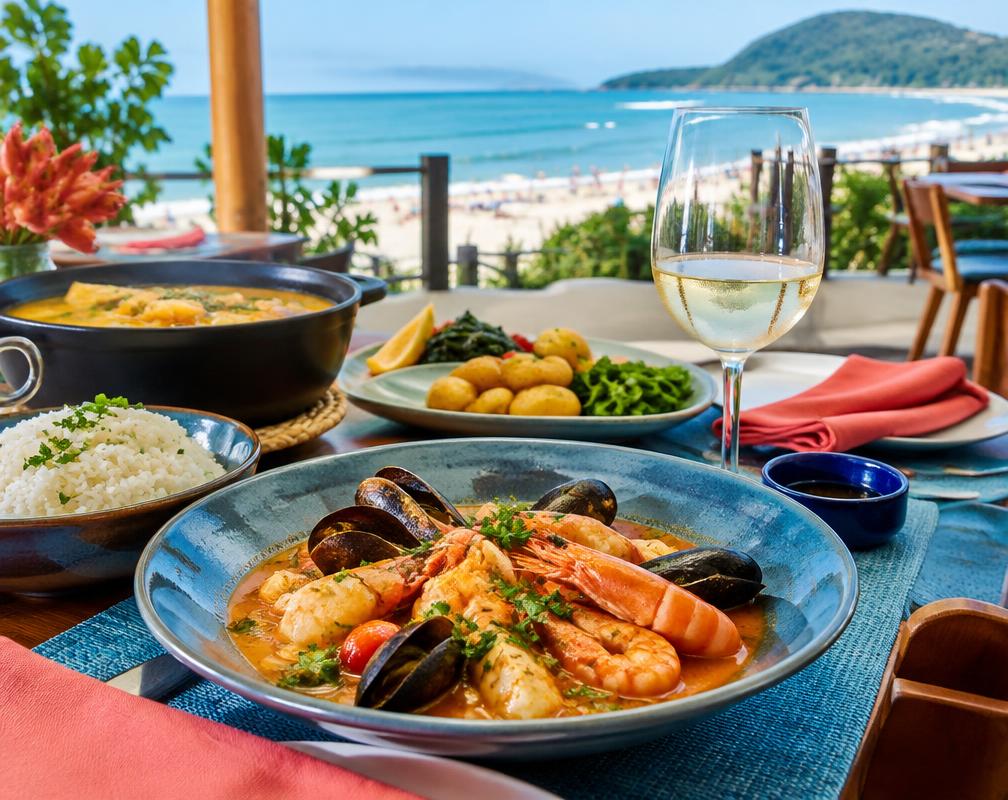 Gastronomia local com vista para o mar